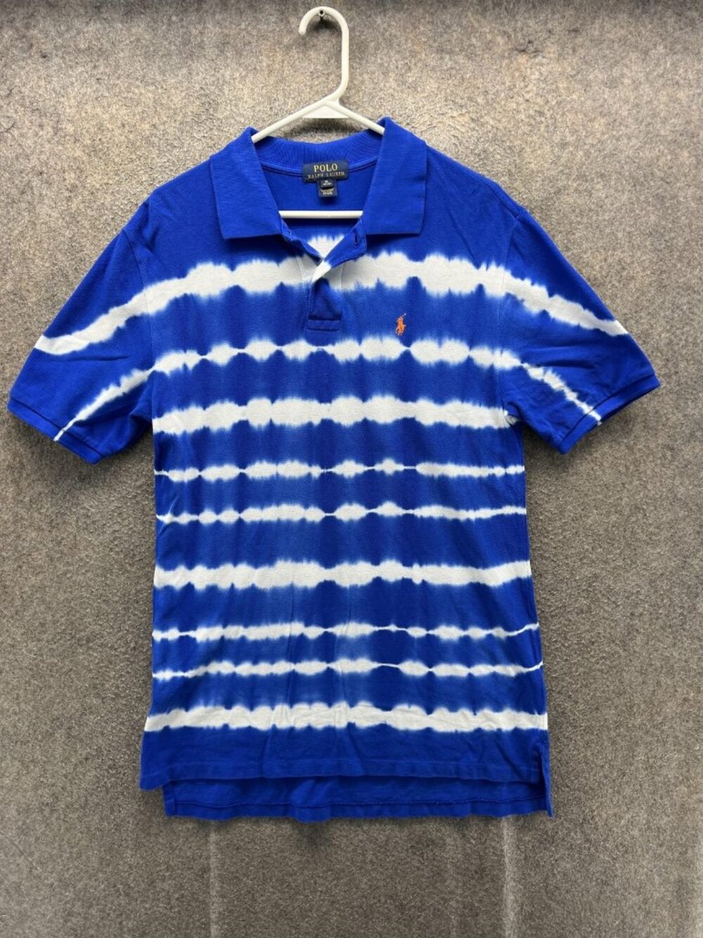 Polo Ralph Lauren Polo Shirt Boys XL 18-20 Blue Tie Dye Stripe Cotton Casual